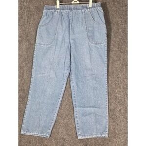 Vintage Cascade Blues Womens 18 Light Wash Elastic Waist Tapered Denim Pants USA